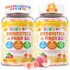 2Pack Kids Probiotic + Prebiotic Fiber Gummies 5G, 12 Billion CFU Probiotic & Veggie Fruit Fiber, w/ Organic Inulin, Methyl B12 B6 D3 C, Lutein for Children's Digestive & Gut, Immune Health,Sugar Free view 1