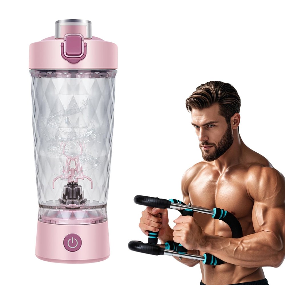 7500 rpm Problend Shaker Smooth Protein Mix Anywhere, 22 oz USB Electric Shaker Bottle, Splash-Proof Flip Cap, For Protein Shakes and Meal Replacements (Pink,Separate cup)