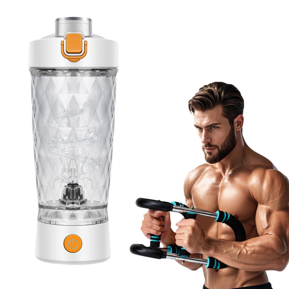 7500 rpm Problend Shaker Smooth Protein Mix Anywhere, 22 oz USB Electric Shaker Bottle, Splash-Proof Flip Cap, For Protein Shakes and Meal Replacements (White,Separate cup)