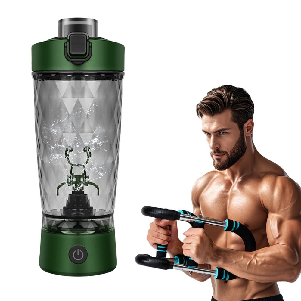 7500 rpm Problend Shaker Smooth Protein Mix Anywhere, 22 oz USB Electric Shaker Bottle, Splash-Proof Flip Cap, For Protein Shakes and Meal Replacements (Green,Separate cup)