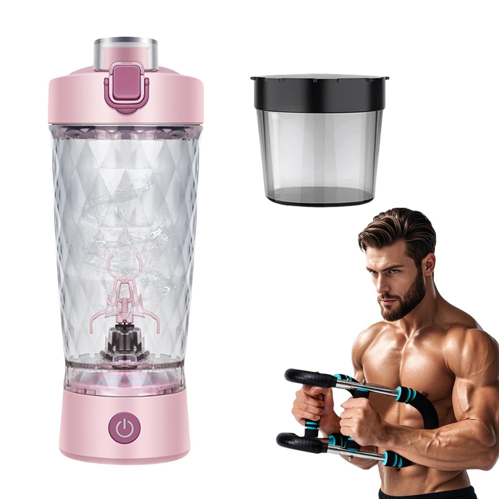 7500 rpm Problend Shaker Smooth Protein Mix Anywhere, 22 oz USB Electric Shaker Bottle, Splash-Proof Flip Cap, For Protein Shakes and Meal Replacements (Pink,With powder box)