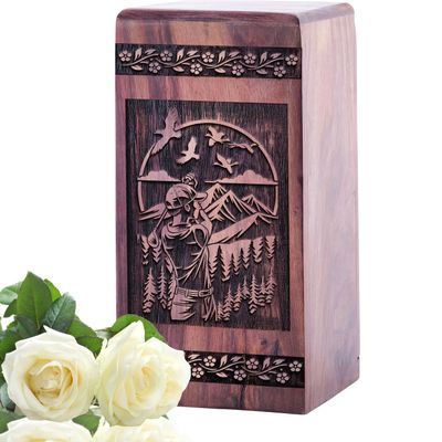 Golf Cremation Wood Urn for Ashes Adult Women and Men, Funeral Urns for Human Ashes Adult Female & Male, Wooden Urn, (11.25 Inch, 240 Cubic Inches)