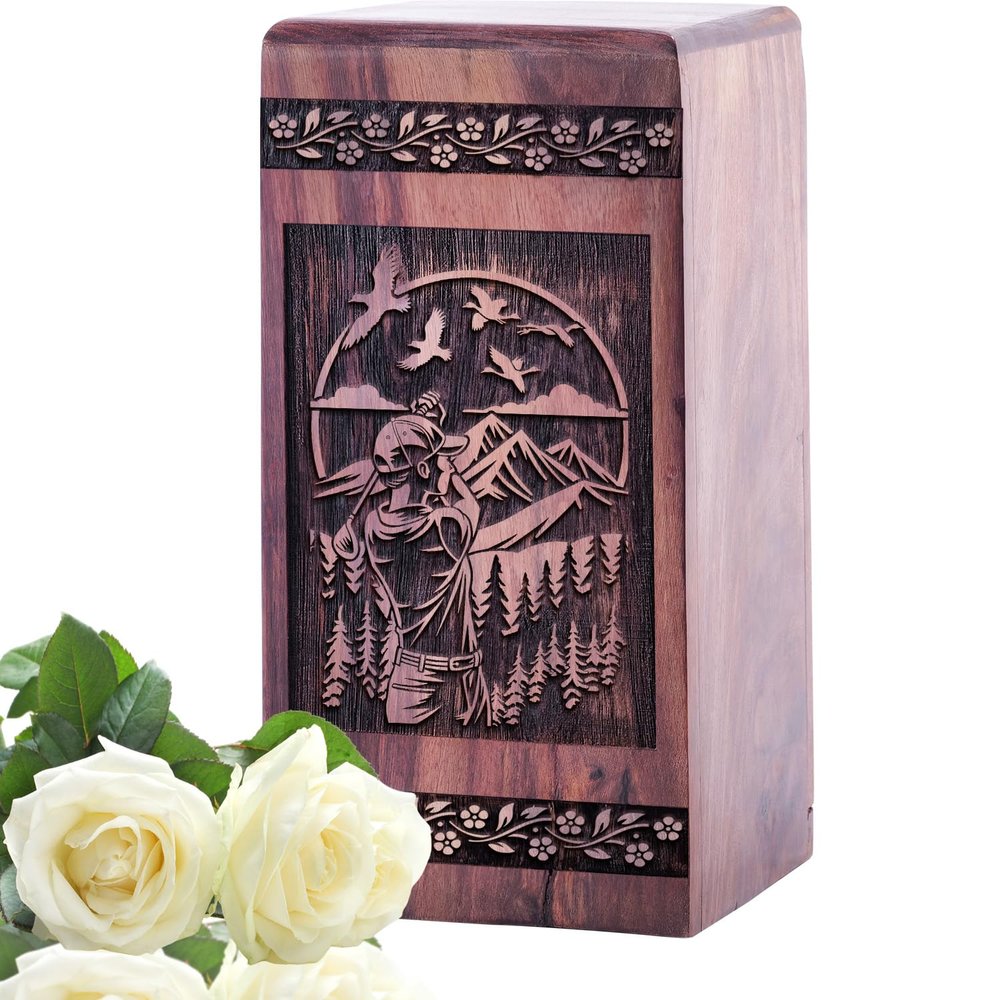 Golf Cremation Wood Urn for Ashes Adult Women and Men, Funeral Urns for Human Ashes Adult Female & Male, Wooden Urn, (11.25 Inch, 240 Cubic Inches)