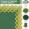 100pack Green Cocktail Napkins - 5 Inch Disposable Dinner Napkins with Gold Foiled Scalloped Edges, Elegant Paper Napkin Beverage Napkin for Wedding, Baby Shower, Bridal Shower, Holiday Party view 3