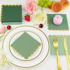 100pack Green Cocktail Napkins - 5 Inch Disposable Dinner Napkins with Gold Foiled Scalloped Edges, Elegant Paper Napkin Beverage Napkin for Wedding, Baby Shower, Bridal Shower, Holiday Party view 4