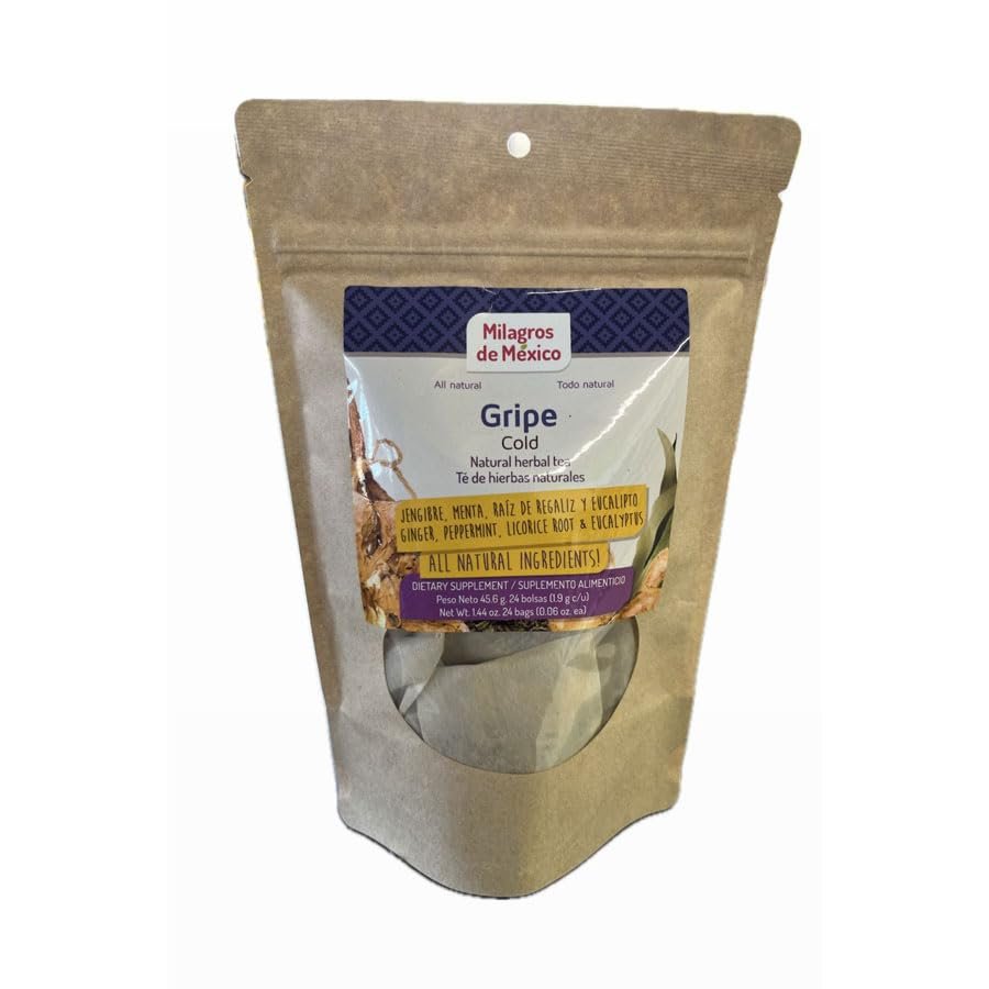 Milagros de Mxico T Para la Gripe, 24 Bolsitas Mezcla Herbal para Alivio Natural de la Congestin y Resfriado/Milagros de Mexico Cold Relief Tea, 24 Tea Bags Herbal Blend for Natural Cold and