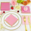 100pack Pink Cocktail Napkins - 5 Inch Disposable Dinner Napkins with Gold Foiled Scalloped Edges, Elegant Paper Napkin Beverage Napkin for Wedding, Baby Shower, Bridal Shower, Holiday Party view 4