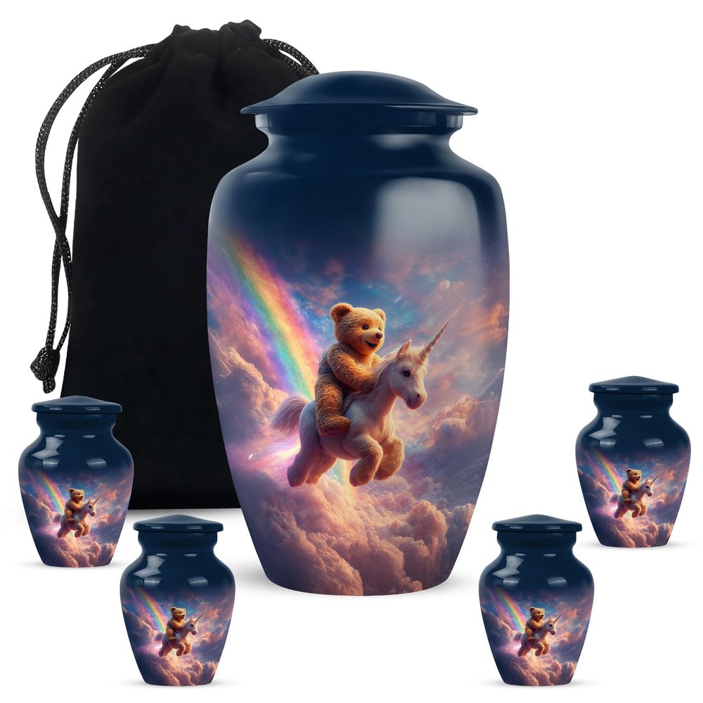 Casketique Teddy Bear Cremation Urns for Adults Humans - Small Dad Urn for Human Ashes - Large Urn for Ash for Adult Humans - Burial Urns for Ashes Set of 5-10 & 3 Inch