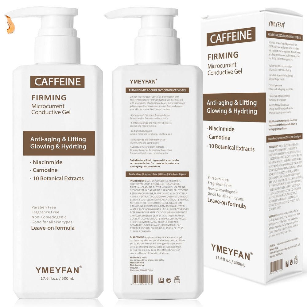 YMEYFAN 2x500ML Conductive Gel for Body Sculpting, Hot Caffeine Cavitation Gel for Face Slimming Device, Firming & Tighten for Arms, Tummy, Butt, Thighs, Legs, Help Fat Burning