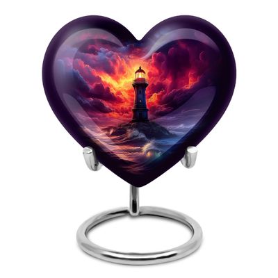 Casketique Lighthouse Mini Memorial Funeral Urns for Human Ashes Adult Man - Miniature Cremation Urn - Small Burial Container for Human Ashes - Tiny Heart Urn - 3 Inch