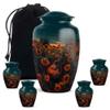 JAGLASH Guitar & Sunflowers Cremation Urns for Ashes Adult Male Large - Blue Decorative Funeral Urn - Keepsake Memorial Urn - Remain Holders for Mom - Remembrance Gift for Loss (1 Large & 4 Keepsake) view 1