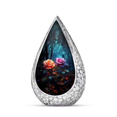 Pink Rose Cremation urn for Human Ashes Men & Women - Funeral Small Memorial Dark Forest Drop urn for Ashes Sister - Blue urns (Size 3 inch)