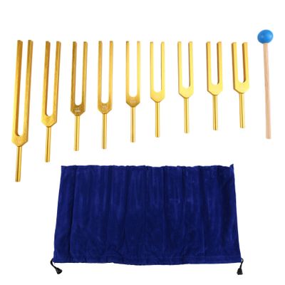 Yaregelun Tuning Forks Chakra Set, 174Hz/285Hz/396Hz/417Hz/528Hz/639Hz/741Hz/852Hz/963Hz,for Healing Chakra,Sound Therap Gold