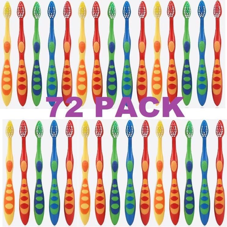 AIAG 72 Count Kids Premium Individually Wrapped Bulk Toothbrush Pack, Soft Bristles, Cute Toothbrushes for Children Toddler Ergonomics Handle, Perfect for Travel Hotel Donation School Camp Daycare