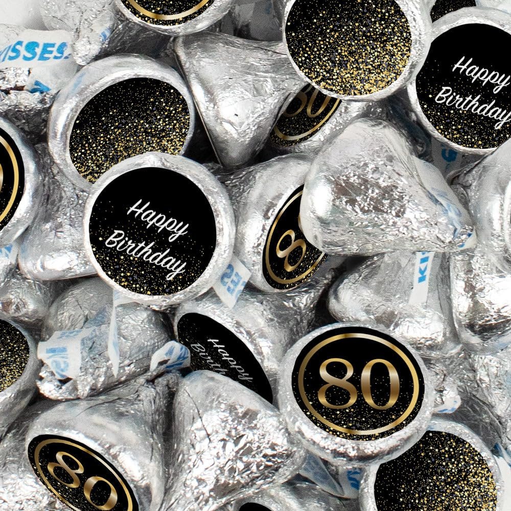 255 Pcs 80th Birthday Candy Party Favor Kisses Chocolate (2.5 lb)