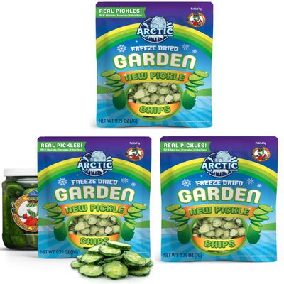 Arctic Farms Freeze Dried New Pickle Chips From The Pickle Guys (Minimal Salt) (Pack of 3, Small bags)