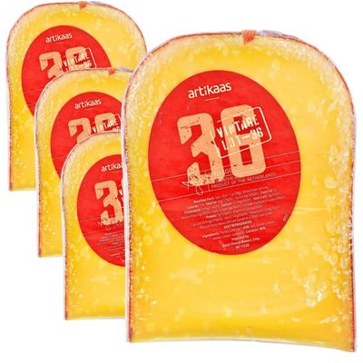 Artkaas 3-Year Aged Gouda Cheese 8 oz | Firm Texture, Nutty and Butterscotch Notes, 4 Packs