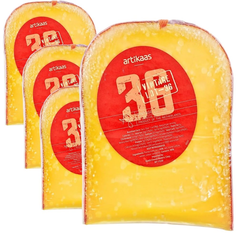 Artkaas 3-Year Aged Gouda Cheese 8 oz | Firm Texture, Nutty and Butterscotch Notes, 4 Packs