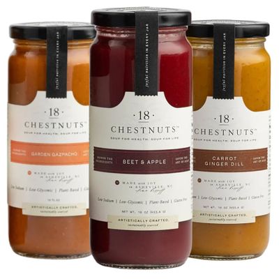 18 Chestnuts Plant Based Soup - Summer Bundle Box: Garden Gazpacho, Beet & Apple, & Carrot Ginger Dill Bundle, Plant Based & Gluten Free - 3 Jars