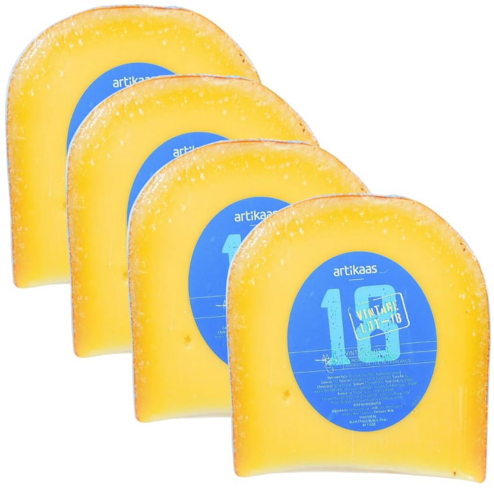 Artkaas 18-Month Aged Gouda Cheese 8 oz | Firm Texture, Nutty Flavor, Caramel Notes, 4 Packs
