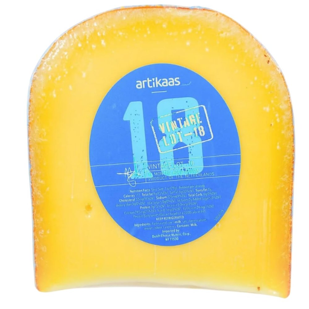 Artkaas 18-Month Aged Gouda Cheese 8 oz | Firm Texture, Nutty Flavor, Caramel Notes