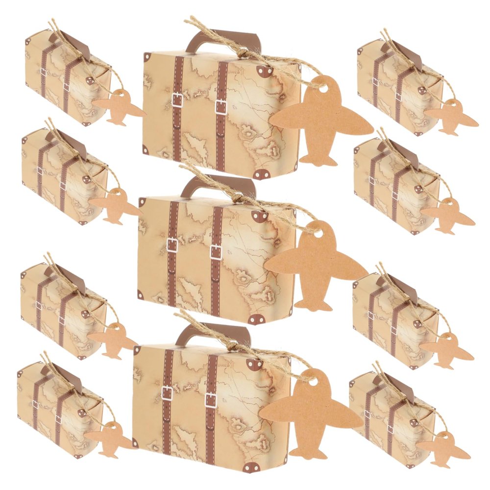 Housoutil 50pcs Luggage Design Candy Box Wedding Box Wrapping Sturdy Cardboard Material