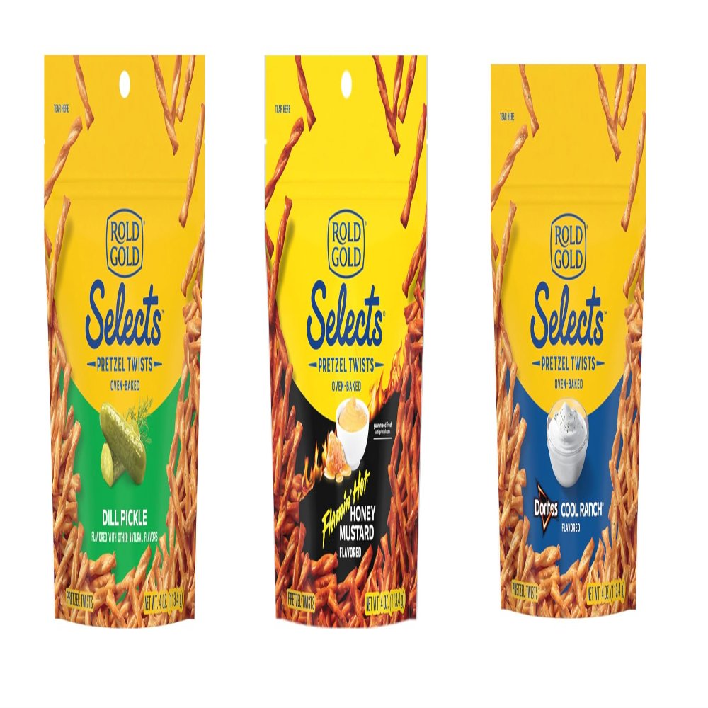 Twisted Pretzels Variety 3 Pack RoldGold Flamin Hot Honey Mustard, Cool Ranch, Dill Pickle 4 oz Bags Snack Pack by SUPERDEALS