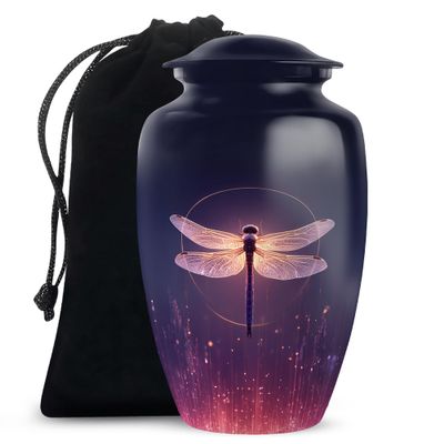 Casketique Dragonfly Cremation Urns for Adult Ashes Male - Large Purple Burial Urn for Ashes for Women - Memorial Urns for Adult Male - Purple Funeral Urn for Mom and Dad - 10 Inch