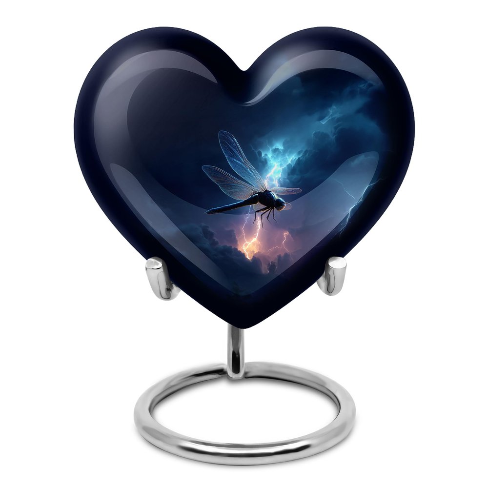 Casketique Dragonfly Tiny Cremation Urn for Human Ashes Adult Male - Mini Blue Burial Urn for Ashes for Female - Keepsake Funeral Container for Mom - Small Memorial Urns for Adult Male - 3 Inch