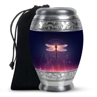 Casketique Dragonfly Funeral Urn for Ashes for Women - Large Purple Cremation Urns Adult Male Ashes - Memorial Urn for Mom - Purple Funeral Ash Container for Dad - 10 Inch