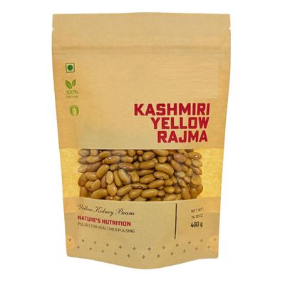 14.10oz Kashmiri Yellow Rajma (Kidney Beans) 400g (Pack of 1), 100% Pure and Organic, Authentic Kashmiri Legumes, Rich in Protein & Fiber, Non-GMO, Vegan, Perfect for Curries & Stews
