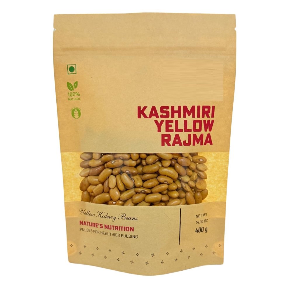 14.10oz Kashmiri Yellow Rajma (Kidney Beans) 400g (Pack of 1), 100% Pure and Organic, Authentic Kashmiri Legumes, Rich in Protein & Fiber, Non-GMO, Vegan, Perfect for Curries & Stews