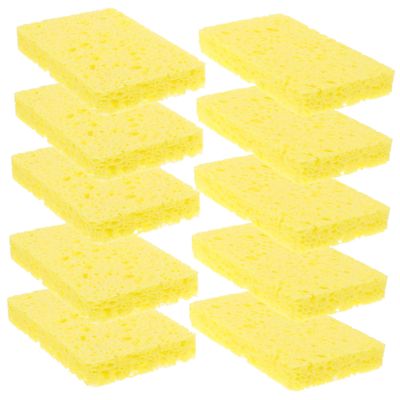 NIYANGLE 10Pcs Natural Pulp Cleaning Sponges Reusable Kitchen Scrubbers for Efficient Dish Washing Versatile Household Use for Pans Bowls and Cups