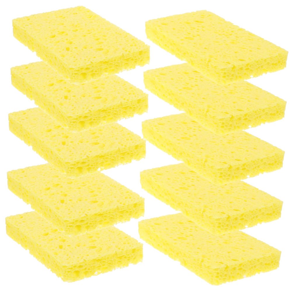 NIYANGLE 10Pcs Natural Pulp Cleaning Sponges Reusable Kitchen Scrubbers for Efficient Dish Washing Versatile Household Use for Pans Bowls and Cups