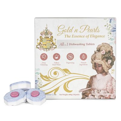 Gold n Pearls 2 - Layer Dishwashing Tablets with Power Dot, 30 Tablets - Effective Stain Removal, Easy-to-Use, Deep Cleaning, Long-Lasting Freshness for Dishes