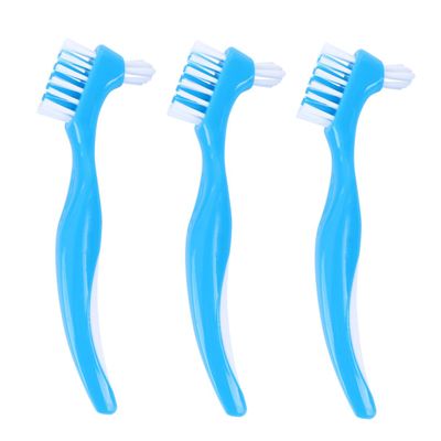 BCOATH Denture Brush Double-Sided Soft Bristles Anti-Slip Handle 3-Piece Set for Denture Care and Cleaning Portable False Teeth Cleaning Tool for Home Use