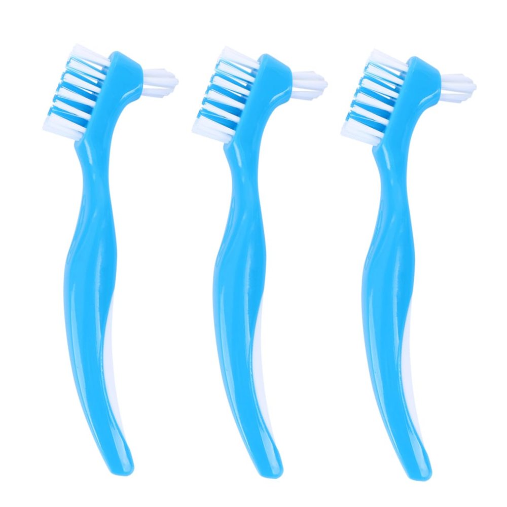 BCOATH Denture Brush Double-Sided Soft Bristles Anti-Slip Handle 3-Piece Set for Denture Care and Cleaning Portable False Teeth Cleaning Tool for Home Use