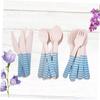 48Pcs Blue Wooden Disposable Cutlery Set, Biodegradable Forks Spoons view 3