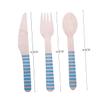 48Pcs Blue Wooden Disposable Cutlery Set, Biodegradable Forks Spoons view 4