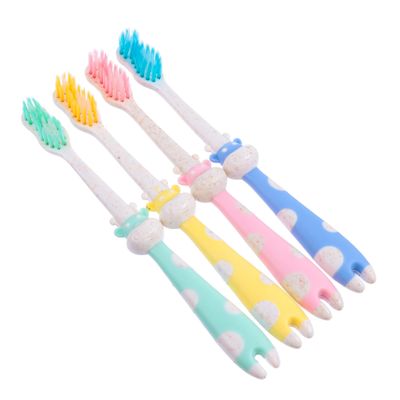BIUDECO 4Pcs Cute Animal Design Toothbrush Flexible Nylon Bristle Soft Bristles for Gentle Cleaning Safe Food Grade Straw Material for Oral Care