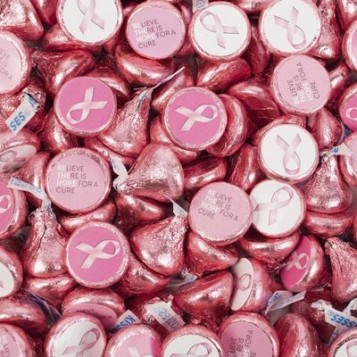170 Pcs Breast Cancer Awareness Candy Milk Chocolate Kisses (1.7 lb) - No Assembly Required - Pink Ribbon