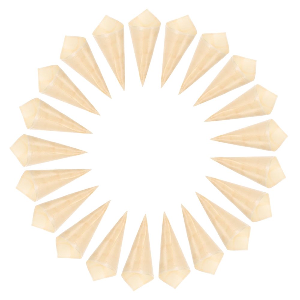 Cabilock 50pcs Wooden Veneer Roll Ice Cream Cones Serving Cone Cones Cup for Party Candy Cones Appetizer Cones Ice Cream Cone Base Food Cone Wood Cone Ice Cream Cone Decor Light Brown
