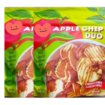 Apple Chip Duo Dried Crinkle Cut Red & Green Apples Unsweetened and Unsulfured 2oz pack of 2