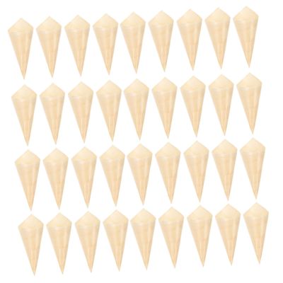 HEALLILY 50pcs Disposable Wood Cones for Parties Ice Cream Cone Cups for Candy and Snack Packing Lightweight and Convenient Design