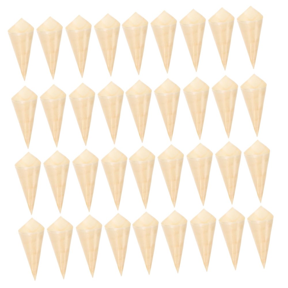 HEALLILY 50pcs Disposable Wood Cones for Parties Ice Cream Cone Cups for Candy and Snack Packing Lightweight and Convenient Design