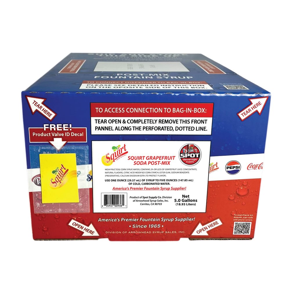 Spot Beverage Premium Name Brand Fountain Syrups 5-Gallon Bag-in-Box (SQUIRT)