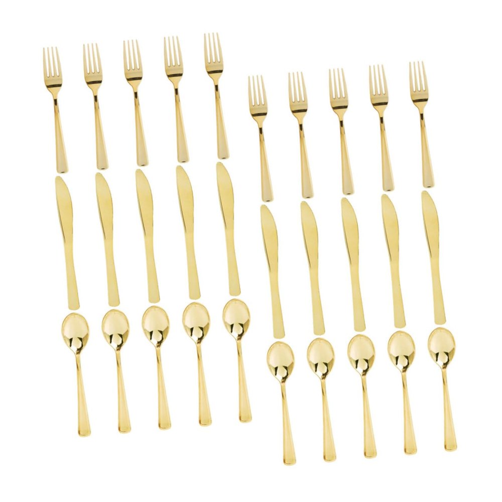 FUNOMOCYA 1 set Party Cutlery Disposable Plastic Silverware Kit with Forks Spoons and Cutters for Weddings Parties and Everyday Use Versatile and Sturdy Utensils