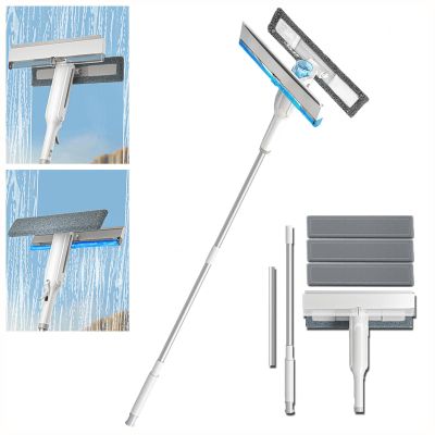 Spray Window Squeegee for Home with Sewage Collector and 3 Pads, 4 in 1 Window Squeegee for Home with Extension Pole Car Squeegee Window Cleaning Equipment