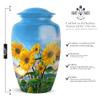 Casketique Sunflower Cremation Urns for Adult Male - Large Blue Memorial Funeral Urn for Ashes for Women - Decorative Flower Memorial Funeral Gift - 10 Inch view 2