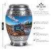 Casketique Motorcycle Burial Urns for Human Ashes Adult Female - Large Blue Memorial Urns for Adult Male - Landscape Memorial Cremation Urn for Ashes for Women - 10 Inch view 2